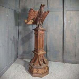 Pre-War Carved Oak Gothic Eagle Lectern with Elaborate Base