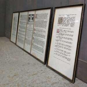 Part Hand-Coloured Framed Catholic Mass Altar Card Set 1950's Vintage