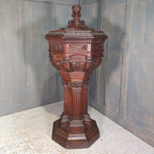 Stunning Victorian Carved Dark Oak Baptismal Church Font from Wesley Methodist Church West Bromwich