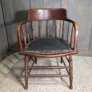 Original Vintage 1930's Upholstered Oak Stick Back Office Chair