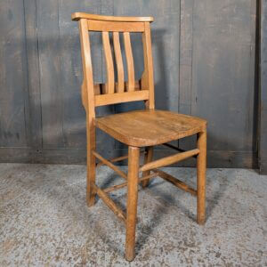 1960's Vintage Tall Medium Pale Slat Back Church Chapel Chairs