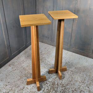 Post - Modern 1960's Vintage Solid Oak Plant Stands