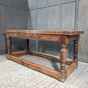 17th Century Oak Refectory Table Incorporating 17th Century Timber Including Gadroons In Front