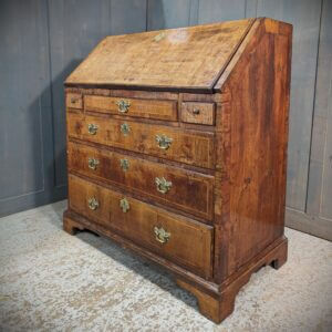 Beautiful Coloured Georgian Mid 18th Century Walnut Feather Banded Mahogany Bureau