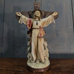 All-in-One French Peasant Vintage Sacred Heart Resurrection & Crucifixion of Christ