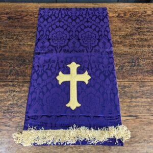 Contemporary Classic Style Purple and Gold Padded Lectern Fall with Fleury Cross