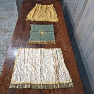 3 Damask & Other Tabernacle Curtains with Bullion Fringes