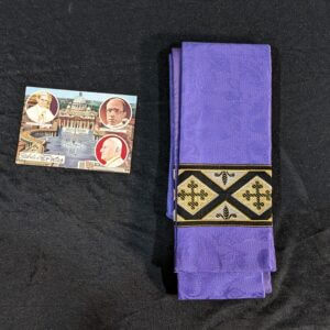 Unusual Thick & Heavy Light Purple Damask Stole with Fleur de Lys & Bottony Crosses