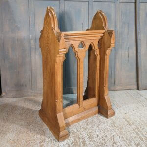 Monumental Extra Heavy Solid Oak Mid Century Gothic Ambo Reading Desk Lectern