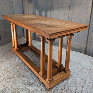 Unusual & Stylish Mid Century Eight Column Leg Communion Altar Hall Table