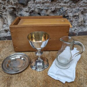 Edward Charles Brown 1870 Victorian Ecclesiastical Silver Communion Travel Set in Fitted Wooden Case