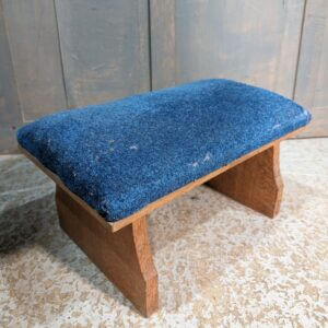 Blue Upholstered Larger Size Heavy Oak Kneeler Foot Stool