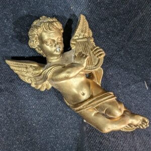 German 1960's Vintage Resin Harp Playing Angel Putti