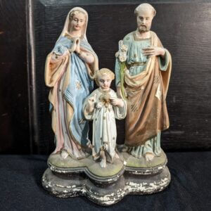 Antique Rustic French Statue Group Fairing of the Holy Family