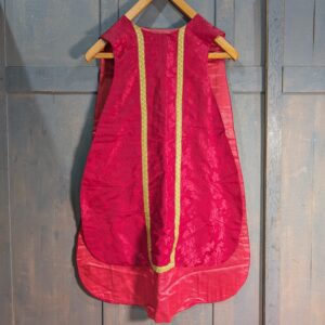 Roman Style Vintage Red Damask Style Chasuble with Gold and Green Orphreys