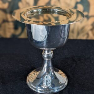 Classic Larger Size Silver Plate & Gilt 'IHS' Chalice with Paten