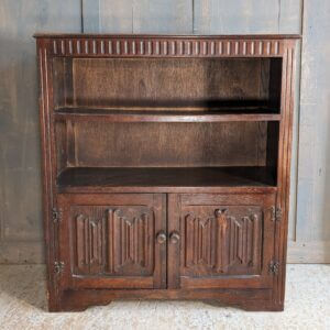 1950's Vintage Titchmarsh & Goodwin Dark Oak Jacobean Themed Bookcase
