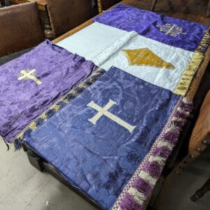 Four Vintage & Antique Lectern Falls in Purple & White in Varying Condition