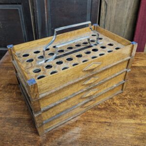 Stylish 1950's 4 in 1 Oak & Nickel Plate Communion Trays with Diamond Reliefs