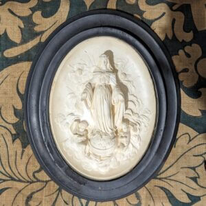 Antique Napolean III Signed Meerschaum Relief of the Virgin Mary