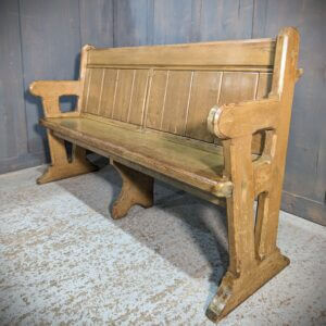 Charming Vintage Pine Painted Armrest Church Benches Pews from St Mark’s Teddington