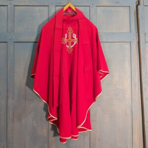 Modern Hayes and Finch Chasuble with Gold and Silver Celtic Cross Designs and Gold Trim