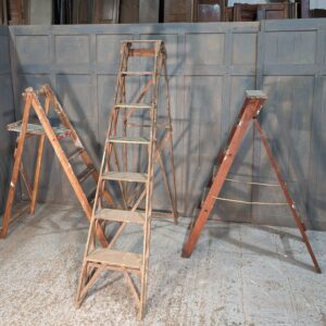 Three Random Vintage Wooden Church Stepladders for Display Purposes Only