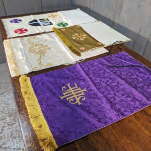 Four Assorted Vintage & Antique Embroidered Church Lectern Falls