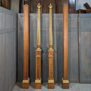 A set of Four Classically Shaped Oak Altar Angel Columns Posts