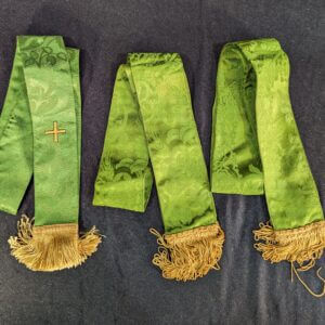 Three Very Clean Green Silk Damask Bible Bookmarks