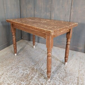 Simple Brown Painted Distressed Pine 1900's Edwardian Kitchen Table