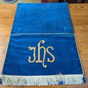 Blue Velvet Lectern Fall from St David's Wrexham with IHS