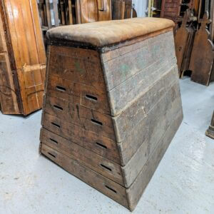 1900's Antique Pine & Leather Gymnasium Exercise Horse Crypt Find