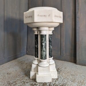 Antique White and Green Marble Baptismal Church Font from Holy Trinity Bromley