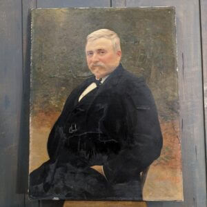 1893 Large Distressed Oil Painting of a French Gentleman by B.Lemeunier