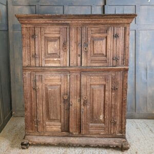 Antique Continental 17th Century Style Immensely Heavy Four Door Hardwood Cabinet/Cupboard