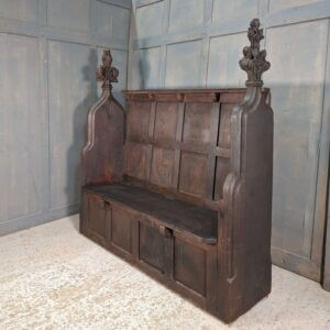 Unusual & Strangely Practical Antique Gothic Dark Oak Choir Pew/Monks Bench