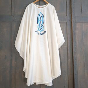Ivory Slabbinck Lightweight Marian Chasuble with the Maria Design Front and Back