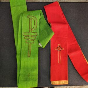 Two Modern Long Stoles Green Slabbinck Red Hayes & Finch