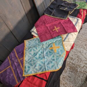 Sixteen Large Square Of Mostly Silk Religious Eccleisistical Church Material - 'Veils'