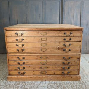 Very Nice 8 Drawer Antique Plan Vestment Chest with Brass Handles and Name Plates