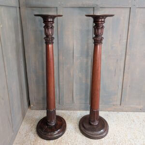 Pair of William IV Mahogany Torchere Plant or Candle Stands