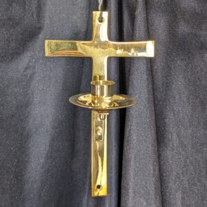 Wall Mounted Brass Cross and Candle Holder