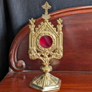 Gothic Style Small to Medium Ornate Brass Monstrance Reliquary Holder