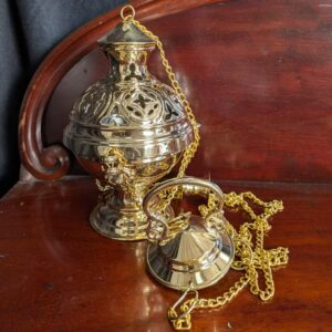 Heavy Brass Gothic Styled Incense Burner Censer Thurible