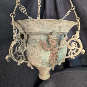 Greek Barn Find Large Tarnished Copper & Brass Orthodox Sanctuary Lamp