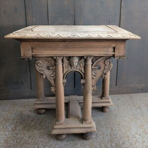 Distressed & Fascinating Antique Carved French Credence Table Statue Plant Stand (SOLD)
