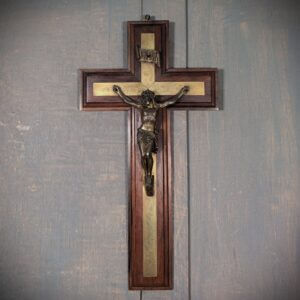 Contemporary 20th Century French Engraved & Inlaid Crucifix