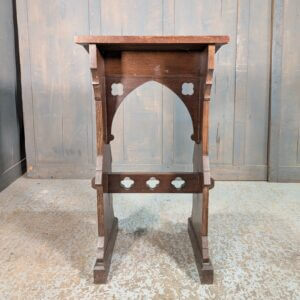 Simple Gothic Dark Oak Prayer Desk Prie Dieu with Stretcher