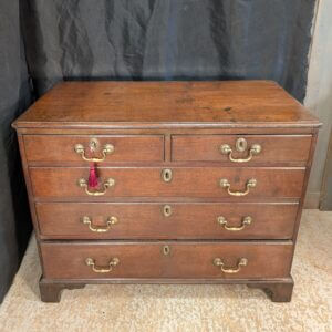 Two over Three George III Oak Chest of Drawers with Original Fittings